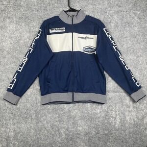 Bomb Boogie Racing Jacket Full Zip Embroidered Blue White Colorblock Northland